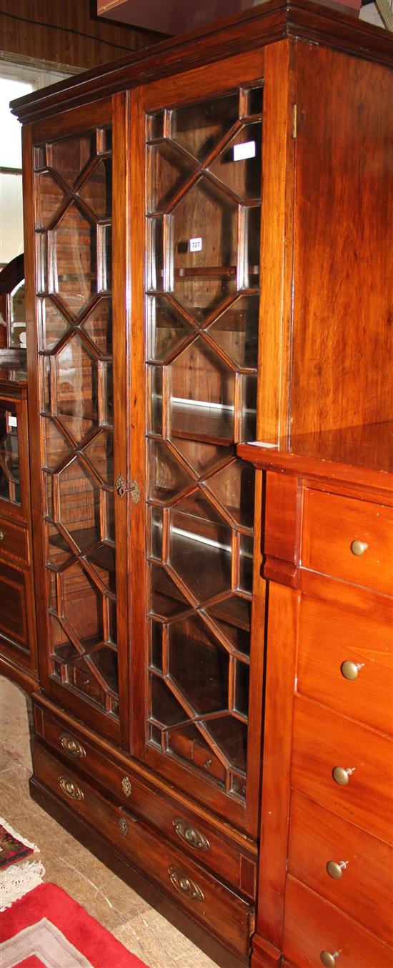Georgian style mahogany glazed bookcase